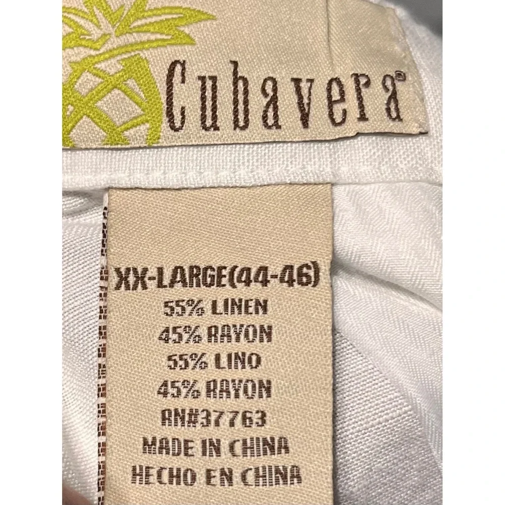 Cubavera Mens XXL Off White Linen Blend Drawstring Relaxed Summer Beach Pants